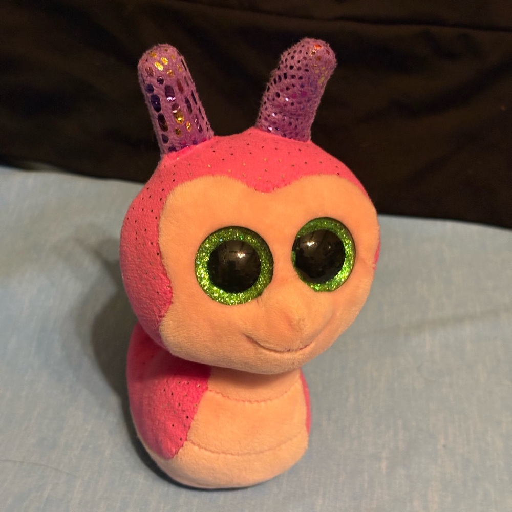 Ty Pink and Purple Plush Bug with Green Eyes